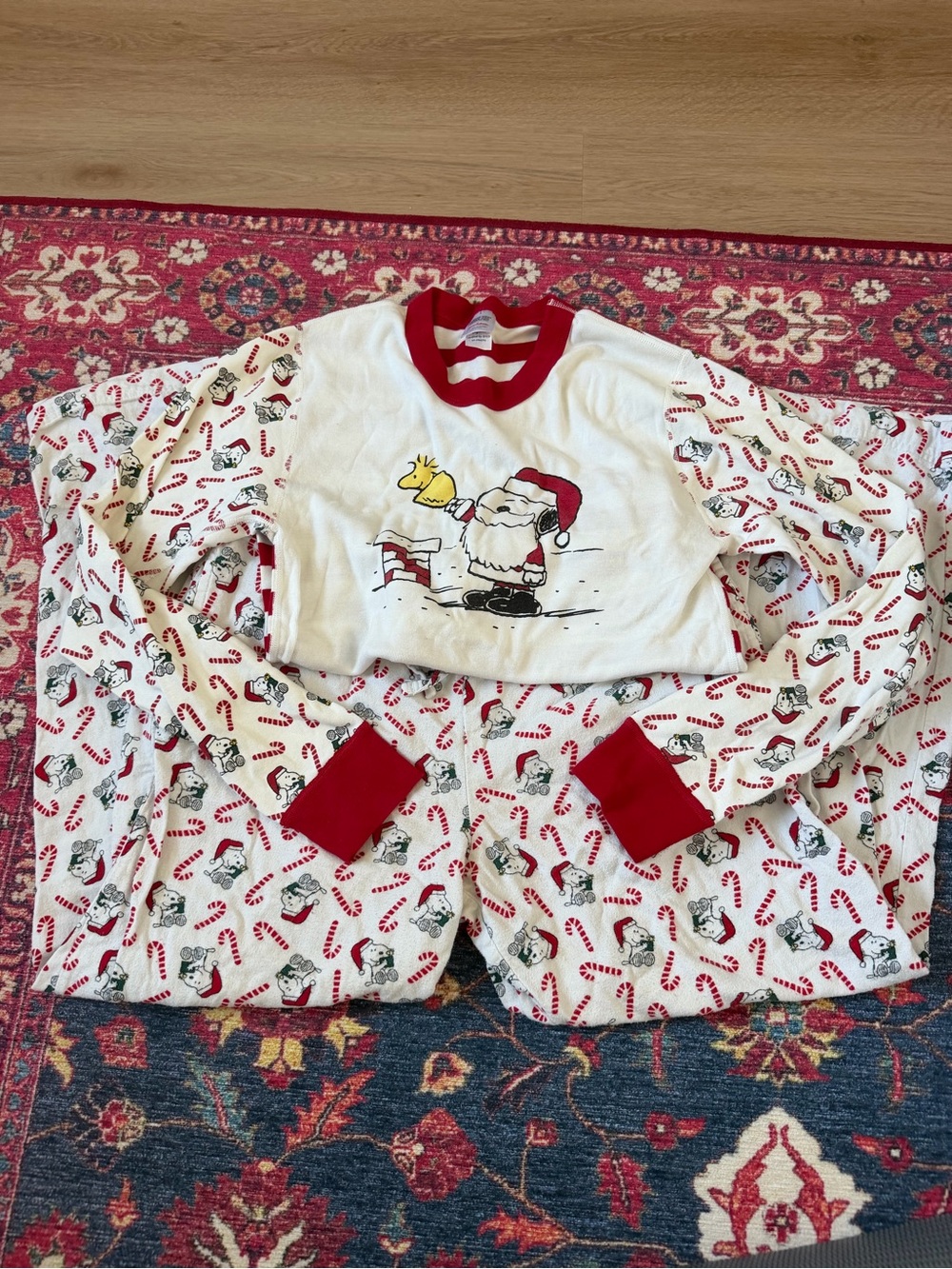 Hanna Andersson White & Red Peanuts Santa and Woodstock Pajama Set